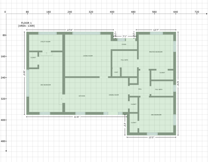 Floor Plan (GLA with Dimensions - Cubicasa) 01